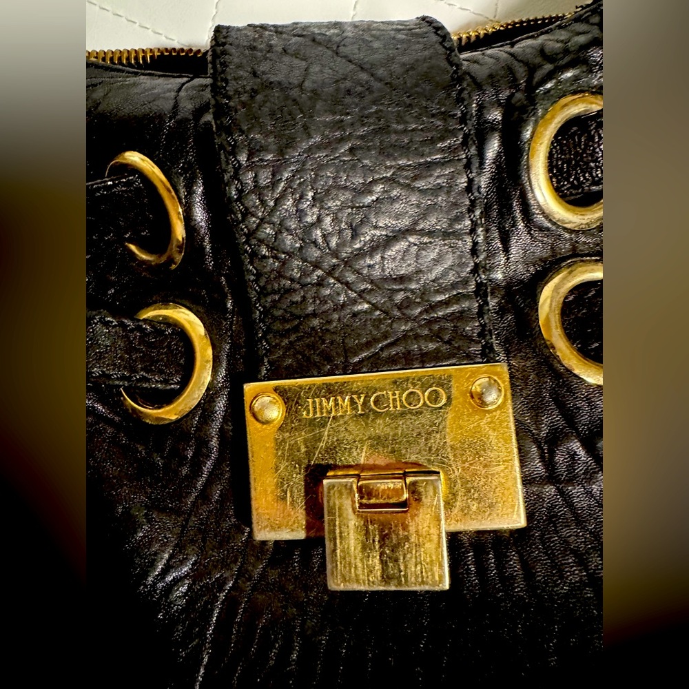 **Jimmy Choo Slouchy Purse, black distressed leather**